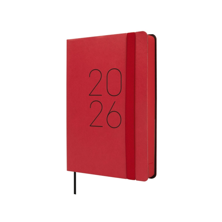 Finocam Flexi Lisa Agenda en Catalan - Anual 2026 - Tapa Blanda - Formato F4 - 120x23x172mm - 1 Dia por Pagina - Color Rojo