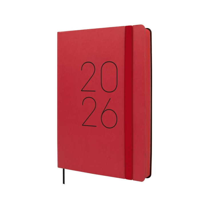 Finocam Flexi Lisa Agenda en Catalan - Anual 2026 - Tapa Blanda - Formato FA5 - 151x23x214mm - 1 Dia por Pagina - Color Rojo