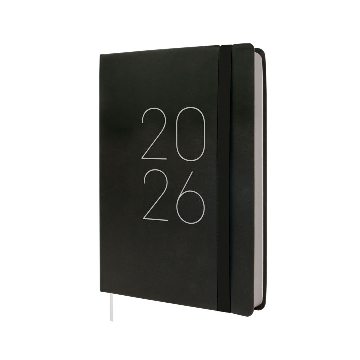 Finocam Flexi Lisa Agenda en Catalan - Anual 2026 - Tapa Blanda - Formato FA5 - 151x23x214mm - 1 Dia por Pagina - Color Negro