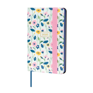 Finocam Flexi Joy Agenda - Anual 2026 - Tapa Blanda - Formato F2 - 85x13x130mm - Semana Vista Horizontal - Tematica de Flores