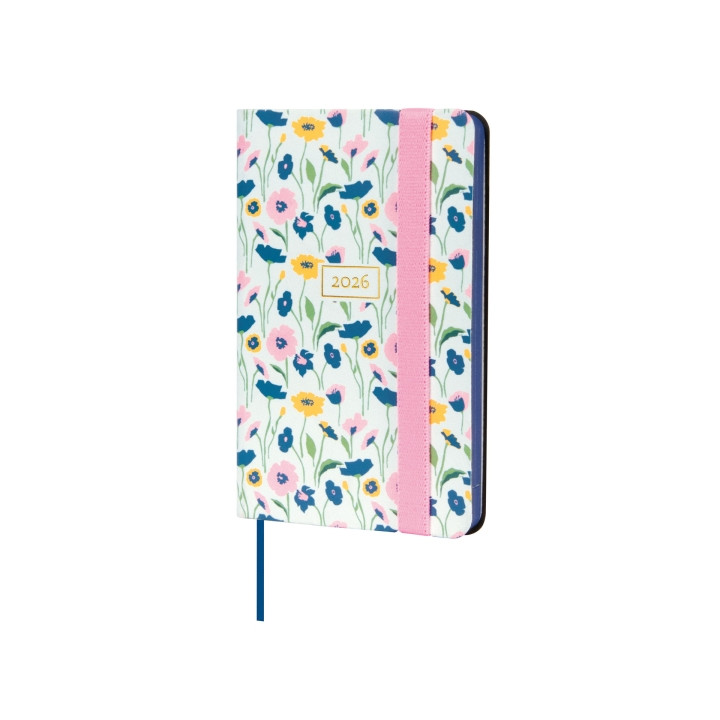 Finocam Flexi Joy Agenda - Anual 2026 - Tapa Blanda - Formato F2 - 85x13x130mm - Semana Vista Horizontal - Tematica de Flores