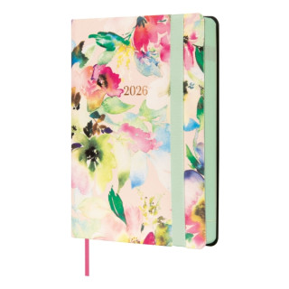 Finocam Flexi Joy Agenda en Catalan - Anual 2026 - Tapa Blanda - Formato F2 - 85x23x130mm - 1 Dia por Pagina - Tematica de Flor
