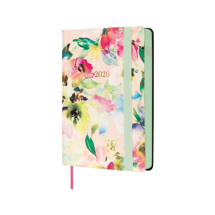 Finocam Flexi Joy Agenda en Catalan - Anual 2026 - Tapa Blanda - Formato F2 - 85x23x130mm - 1 Dia por Pagina - Tematica de Flor