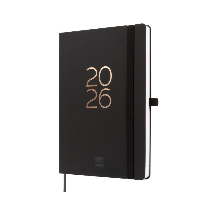 Finocam Capri Agenda Internacional - Anual 2026 - Formato FA5 - 153x13x214mm - Semana Vista en Vertical - Color Negro