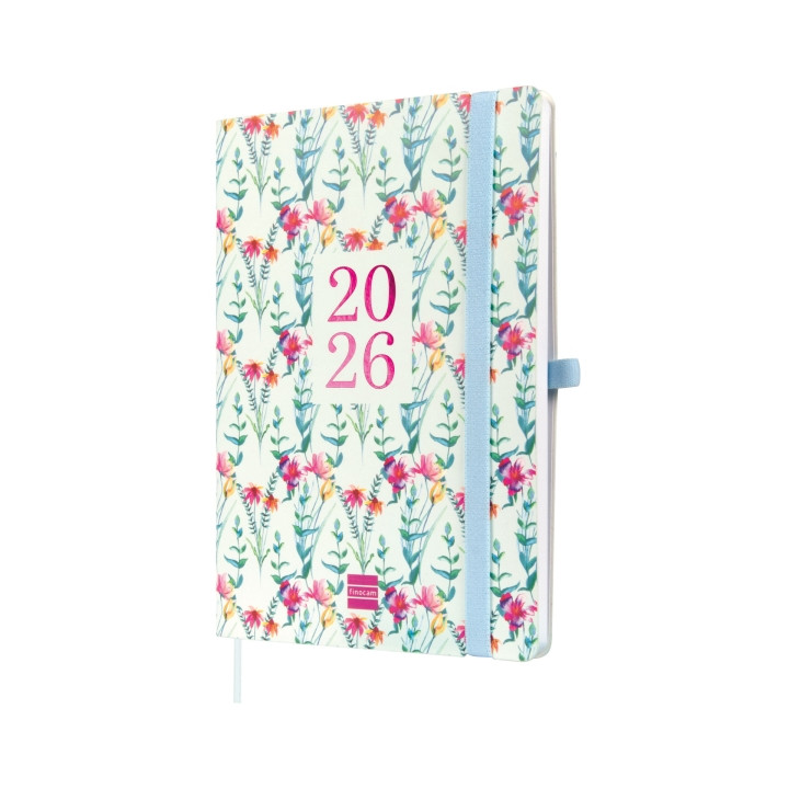 Finocam Capri Agenda Internacional - Anual 2026 - Formato FA5 - 153x13x214mm - Semana Vista en Vertical - Tematica de Flores