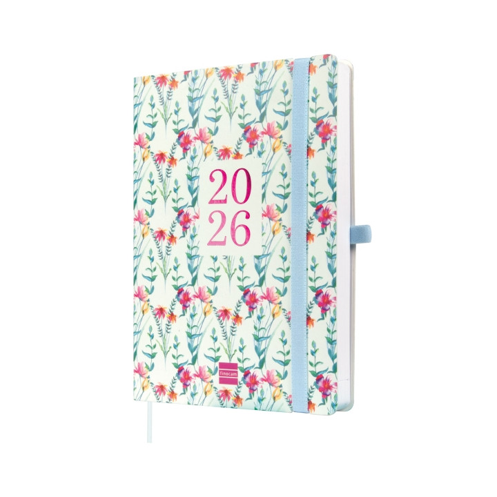Finocam Capri Agenda Internacional - Anual 2026 - Formato FA5 - 153x23x214mm - 1 Dia por Pagina - Tematica de Flores