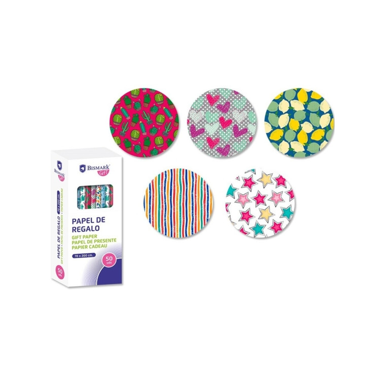 Bismark Moments Rollo de Papel Regalo - Medidas 70cmx200cm - 5 Diseños Diferentes