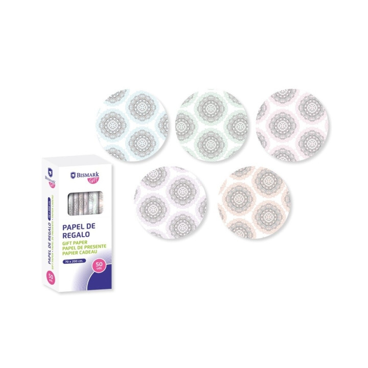 Bismark Mandalas Rollo de Papel Regalo - Medidas 70cmx200cm - 5 Diseños Diferentes