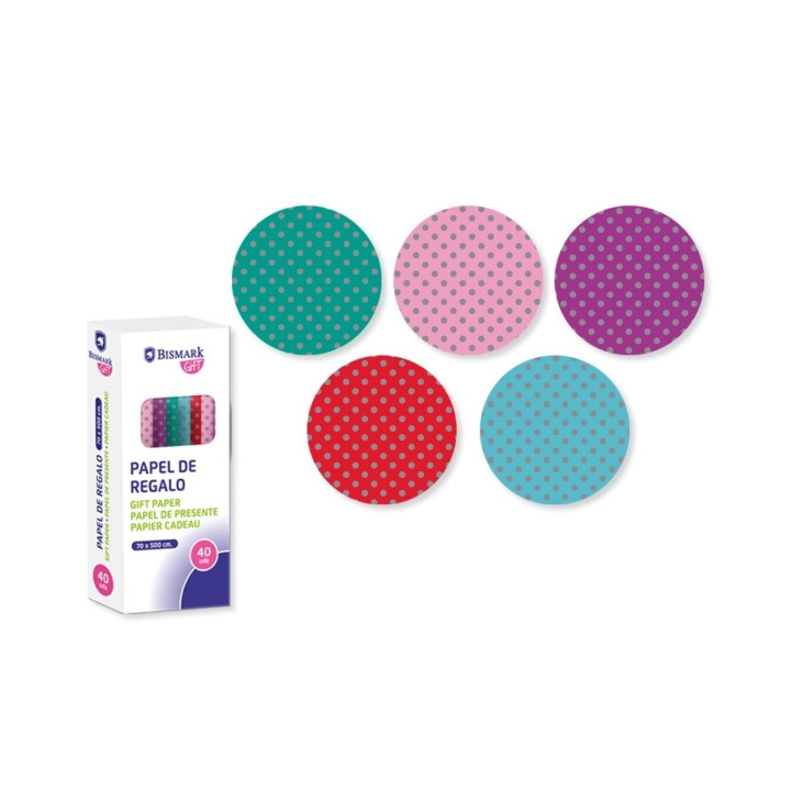 Bismark Dots Rollo de Papel Regalo - Medidas 70cmx500cm - 5 Diseños Diferentes