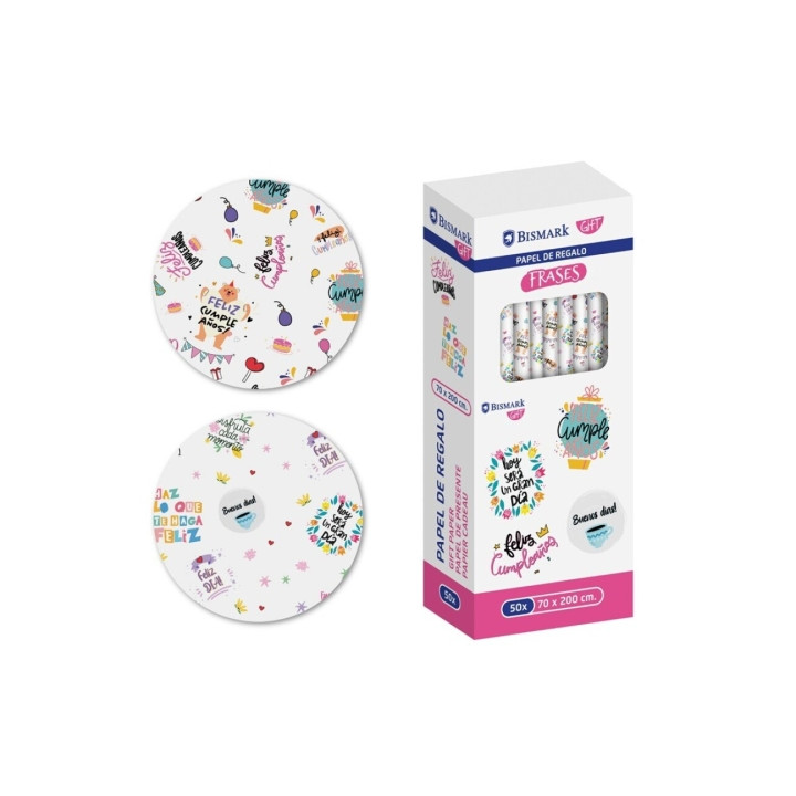 Bismark Frases Rollo de Papel Regalo - Medidas 70cmx200cm - 2 Diseños Diferentes