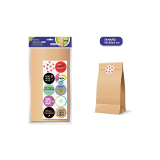 Bismark Pack de 10 Sobres Papel Kraft 50grs con 10 Pegatinas para Cierre - Medidas 19x36x6cm - Ideal para Regalos - Color Marro