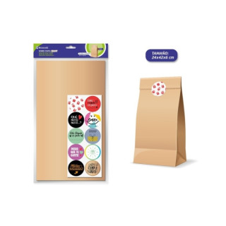 Bismark Pack de 10 Sobres Papel Kraft 50grs con 10 Pegatinas para Cierre - Medidas 24x42x6cm - Ideal para Regalos - Color Marro