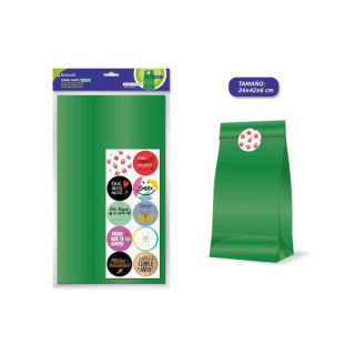 Bismark Pack de 10 Sobres Papel Kraft 50grs con 10 Pegatinas para Cierre - Medidas 24x42x6cm - Ideal para Regalos - Color Verde
