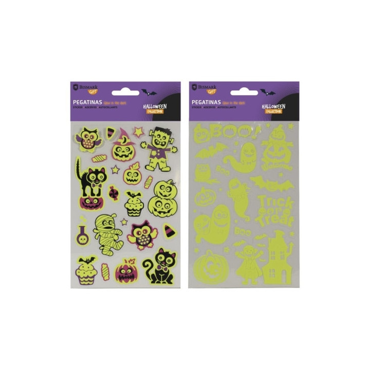 Bismark Glow in the Dark Pack con Pegatinas para Halloween - Brillan en la Oscuridad - Autoadhesivas - 2 Diseños Aleatorios