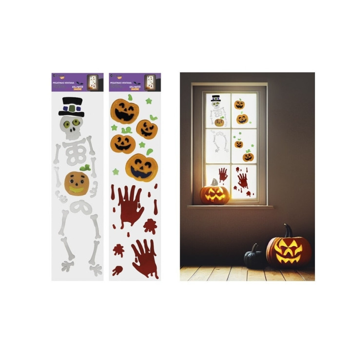 Bismark Pack con Pegatinas de Halloween para Ventanas - Pegatinas de Silicona - 2 Diseños Aleatorios