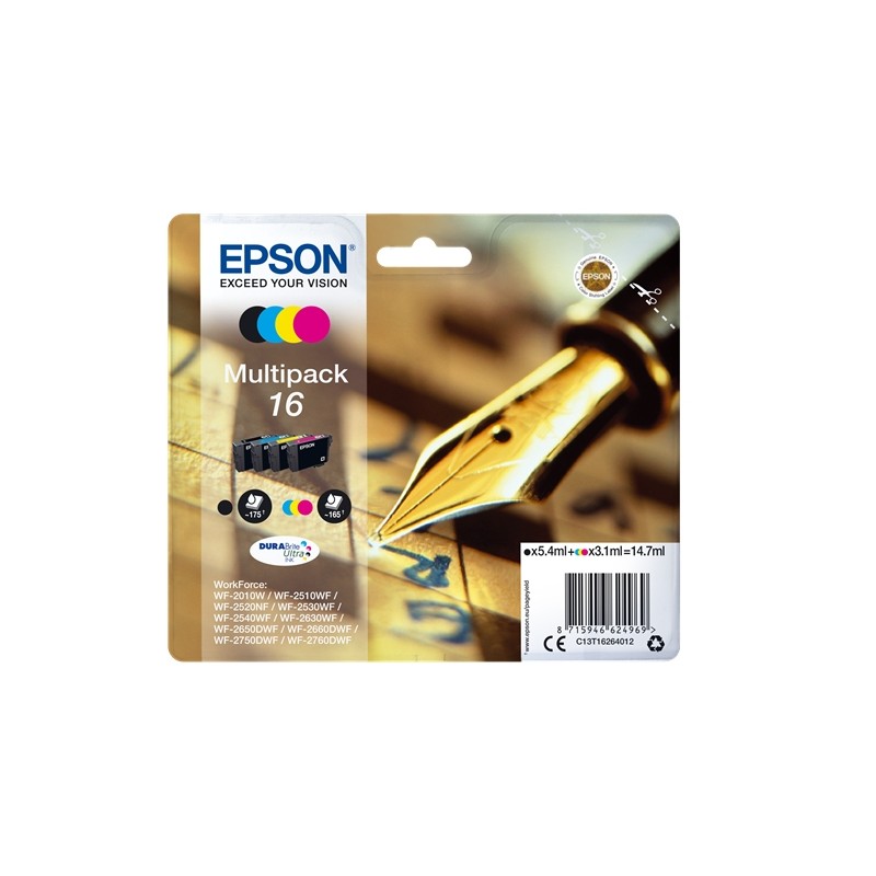 Epson t1626 pack de 4 cartuchos de tinta originales - c13t16264012