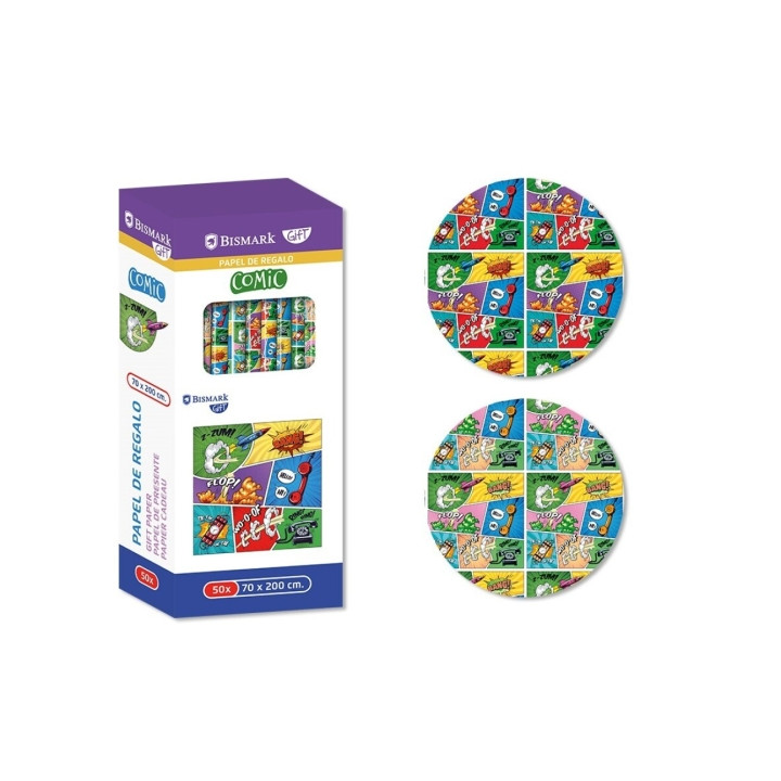 Bismark Comic Rollo de Papel Regalo - Medidas 70cmx200cm - 2 Diseños Diferentes