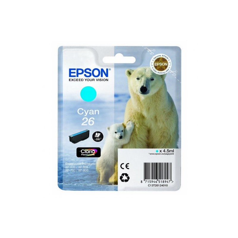 Epson t2612 (26) cyan cartucho de tinta original - c13t26124012 Epson t2612 (26) cyan cartucho de tinta original - c13t26124012