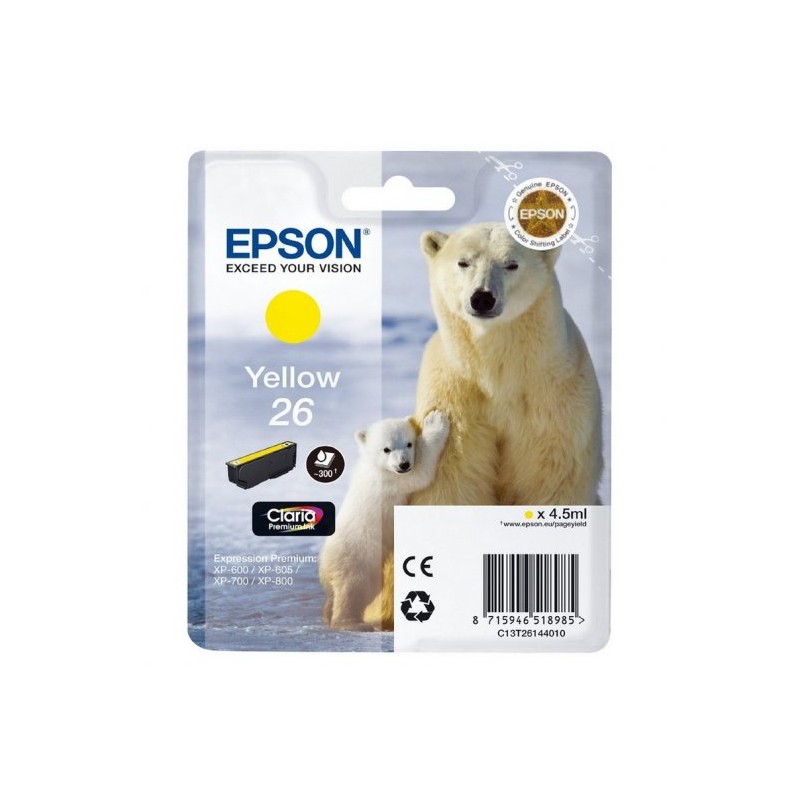 Epson t2614 (26) amarillo cartucho de tinta original - c13t26144012 Epson t2614 (26) amarillo cartucho de tinta original - c13t26144012