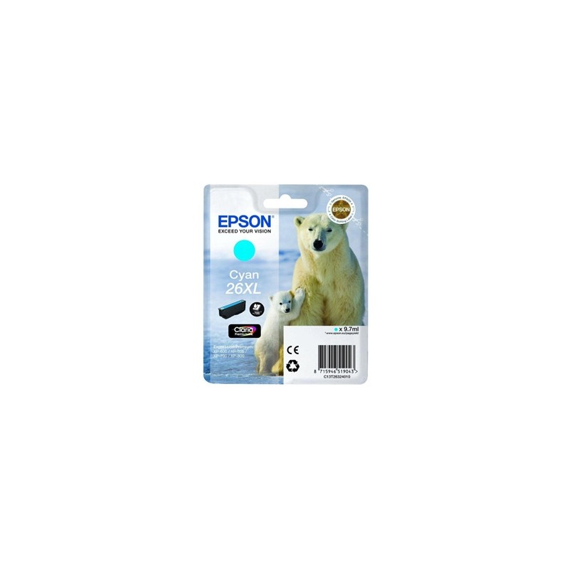 Epson t2632 (26xl) cyan cartucho de tinta original - c13t26324012 Epson t2632 (26xl) cyan cartucho de tinta original - c13t26324012