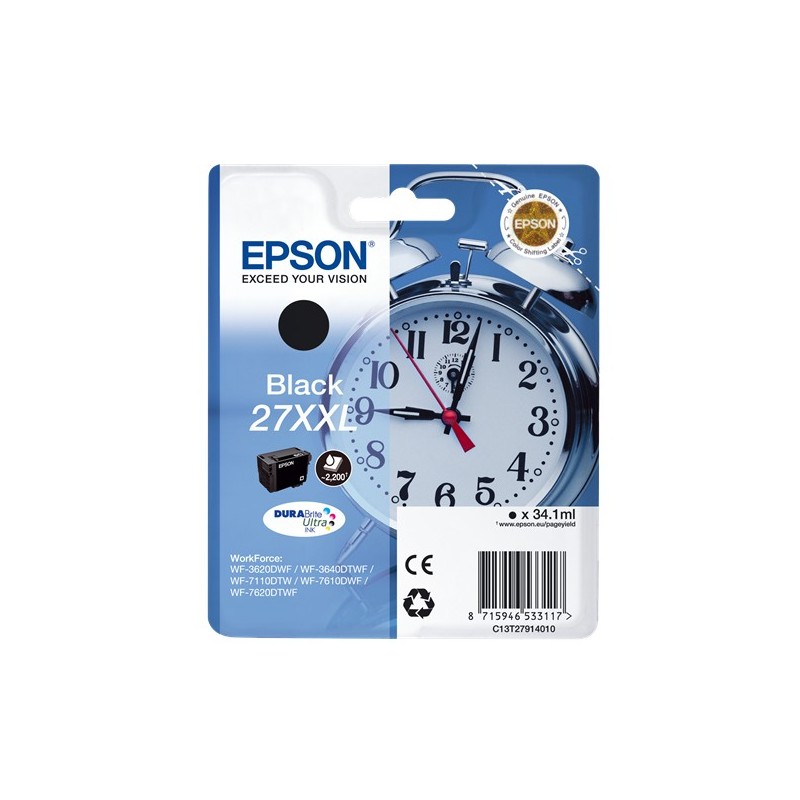 Epson t2791 (27xxl) negro cartucho de tinta original - c13t27914012 Epson t2791 (27xxl) negro cartucho de tinta original - c13t27914012