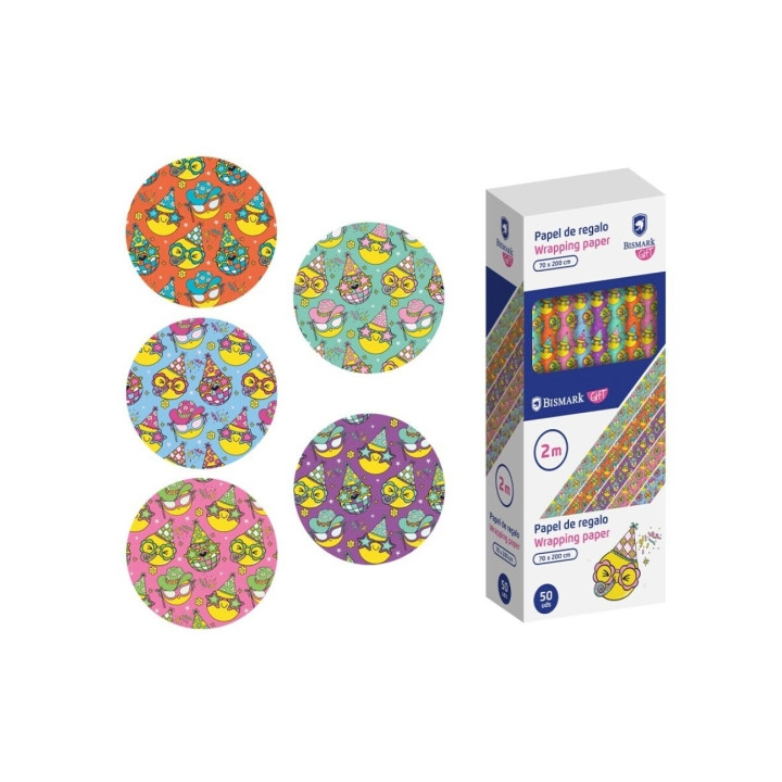 Bismark Emojies Rollo de Papel Regalo - Medidas 70cmx200cm - 5 Diseños Diferentes
