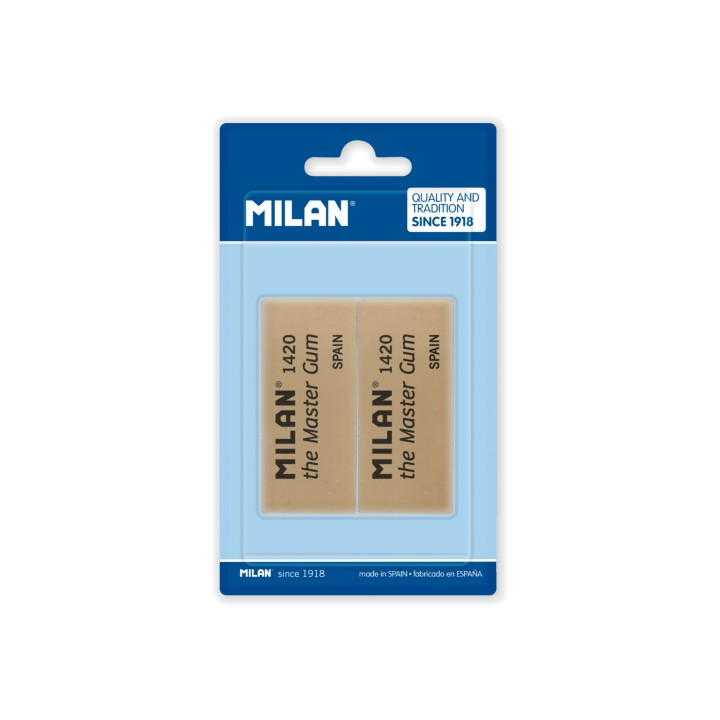 Milan Master Gum Pack de 2 Gomas para Bellas Artes - Miga de Pan - Caucho Sintetico - Color Marron