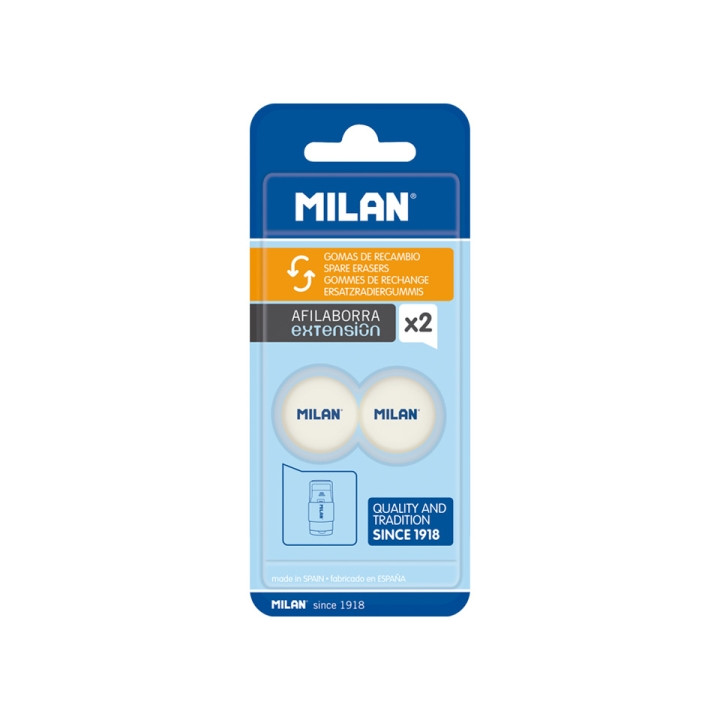 Milan Pack de 2 Gomas de Recambio Afilaborra Extension - Color Blanco