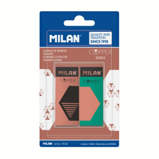 Milan Nata 320 Copper Pack de 2 Gomas de Borrar - No Abrasiva - Color Negro