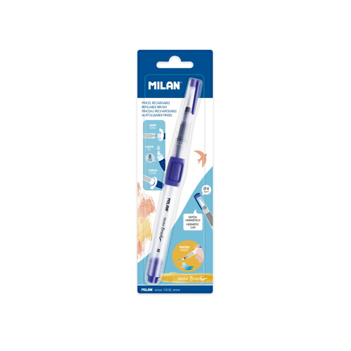 Milan Water Brush Pincel con Deposito de Agua - Recargable - Color Azul