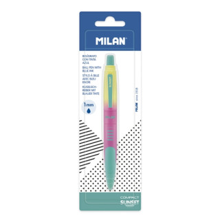 Milan Compact Sunset Blister con 1 Boligrafo de Bola Retractil - Tinta Azul - Punta Redonda 1mm - Colores Surtidos