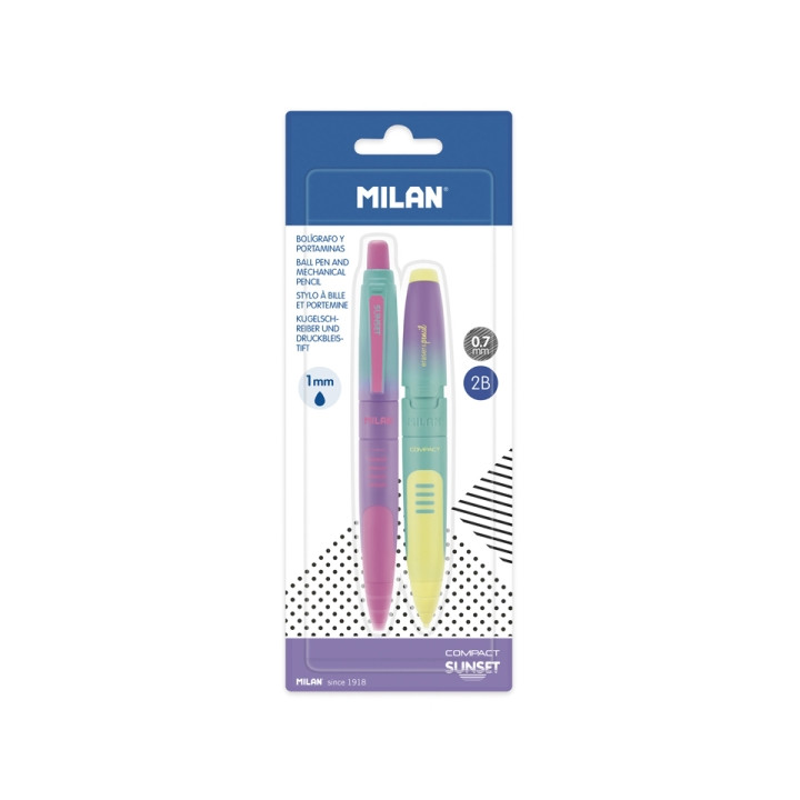 Milan Compact Sunset Pack de 1 Boligrafo Azul + 1 Portaminas 0.7mm - Colores Surtidos