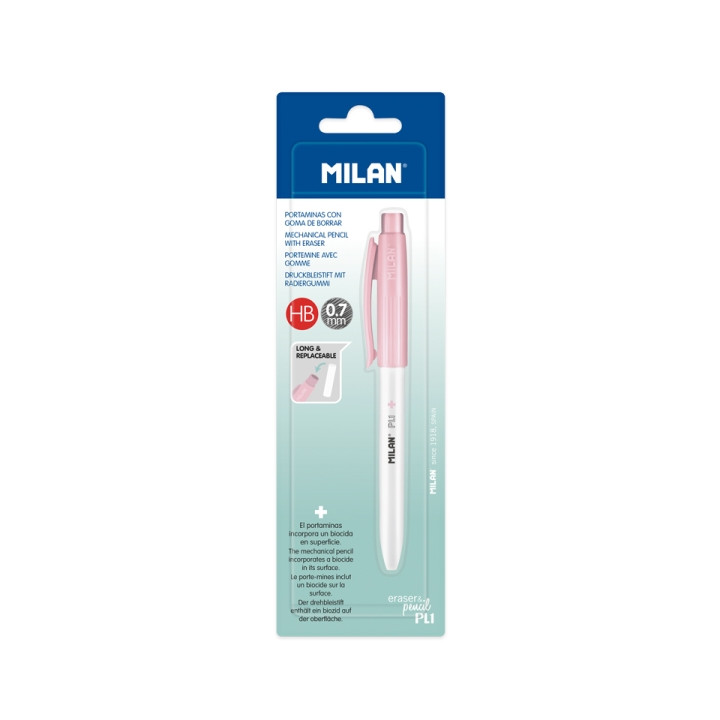 Milan Pl1 + Portaminas 0.7mm - Superficie Antibacteriana - Color Rosa