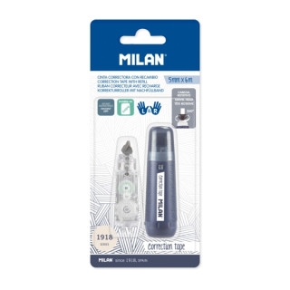 Milan 403 Since 1918 Cinta Correctora - Presentacion en Blister - Incluye Recambio - 5mm x 6m - Color Azul