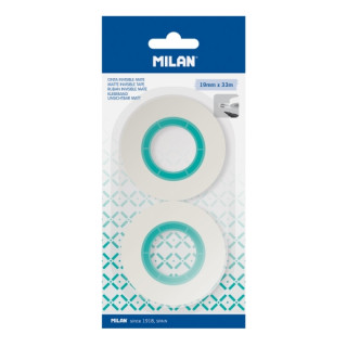 Milan Pack de 2 Cintas Adhesivas Invisibles - Mate - 19mm x 33m - Color Transparente