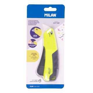 Milan Compact Acid Cuter Autoretractable - Hoja Ceramica Reemplazable - Bloqueo de Seguridad - Ergonomico - Color Amarillo