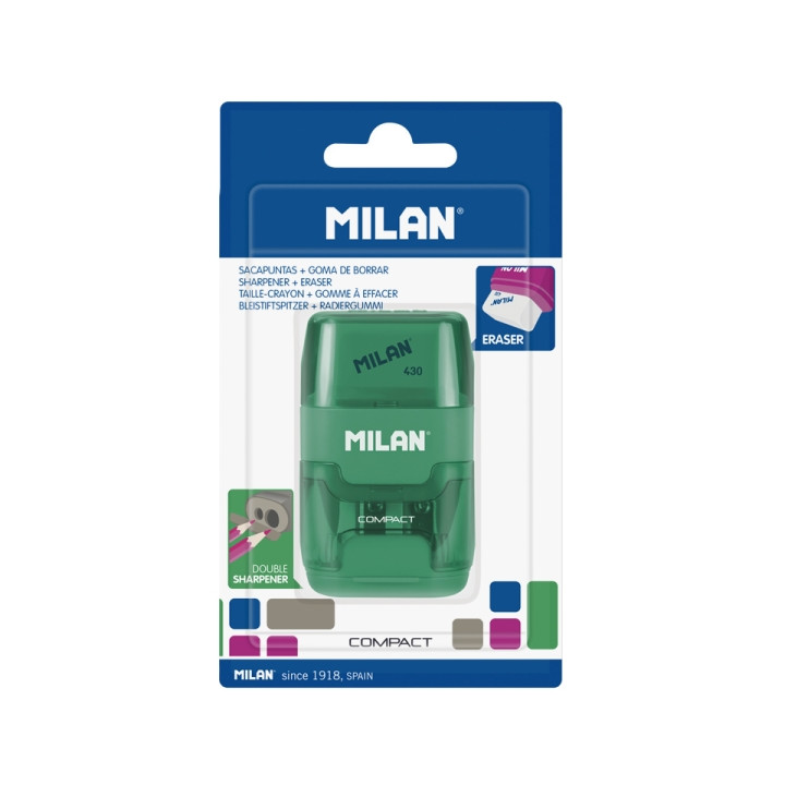 Milan Compact Afilaborra - Cuchilla de Acero de Seguridad - Doble Agujero para Normal y Maxi - Colores Surtidos