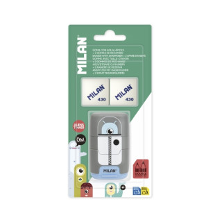 Milan Compact Aliens Afilaborra - 2 Gomas de Recambio - Cuchilla de Acero de Seguridad - Doble Agujero para Normal y Maxi - Col