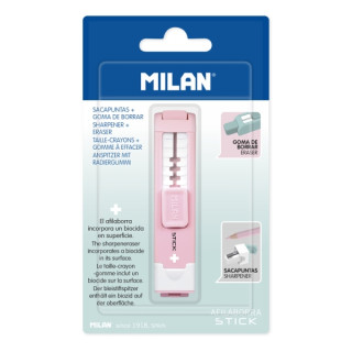 Milan Stick + Afilaborra - Superficie Antibacteriana - Cuchilla de Acero al Carbono - Miga de Pan - Color Rosa