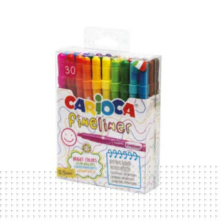 Carioca Fineliner Pack de 30 Rotuladores - Punta Blanca de Acetal 0.5mm - Colores Surtidos