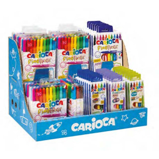 Carioca Fineliner Expositor con 50 Packs Surtidos de Rotuladores Fineliner - Punta Blanca de Acetal 0.5mm - Colores Surtidos