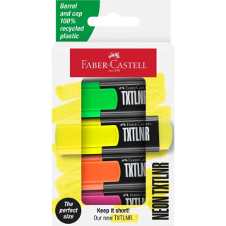 Faber-Castell TXTLNR Pack de 4 Marcadores Fluorescentes - Punta Biselada - Trazo entre 1