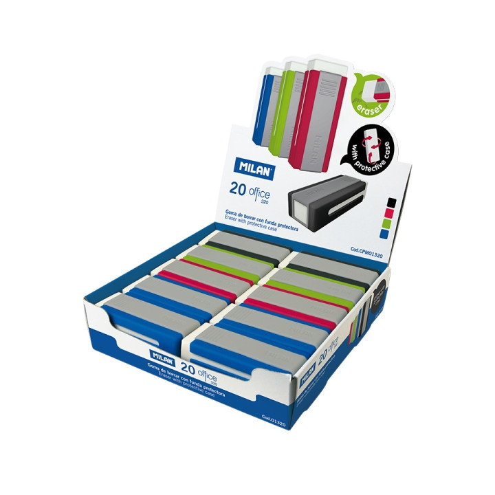Milan Nata 320 Expositor con 20 Gomas de Borrar - Colores Surtidos