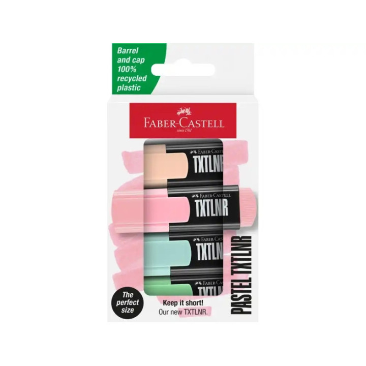 Faber-Castell TXTLNR Pack de 4 Marcadores Fluorescentes - Punta Biselada - Trazo entre 1