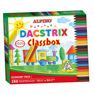 Alpino Dacstrix Economy Pack de 288 Ceras Semiblandas de Colores - Forma Triangular - Mezclables - No Manchan - Colores Surtido