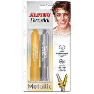 Alpino Fiesta Face Stick Pack con 2 Barritas de Pintura Facial - Sistema Retractil Giratorio - Se Lava con Agua - Testado Derma
