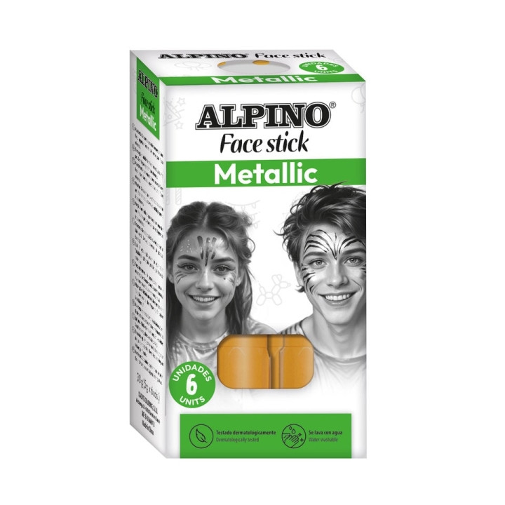 Alpino Fiesta Face Stick Pack con 6 Barritas de Pintura Facial - Sistema Retractil Giratorio - Se Lava con Agua - Testado Derma