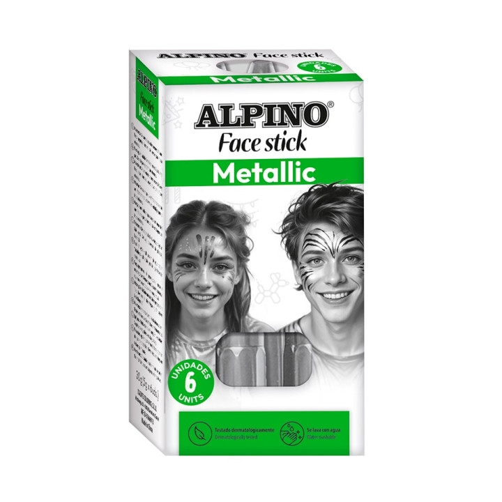 Alpino Fiesta Face Stick Pack con 6 Barritas de Pintura Facial - Sistema Retractil Giratorio - Se Lava con Agua - Testado Derma