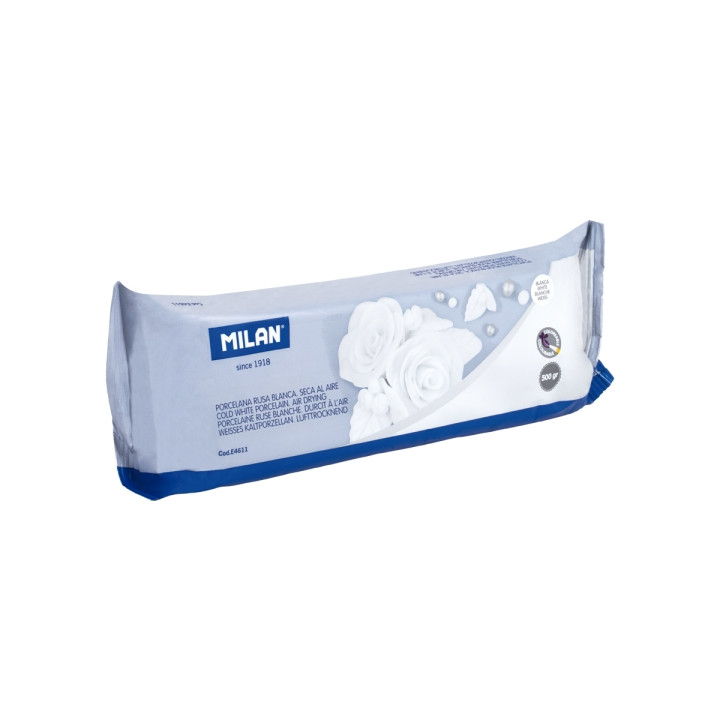 Milan Pasta para Modelar de Aspecto Porcelana - Seca al Aire - 500g - Facil de Moldear - Color Blanco