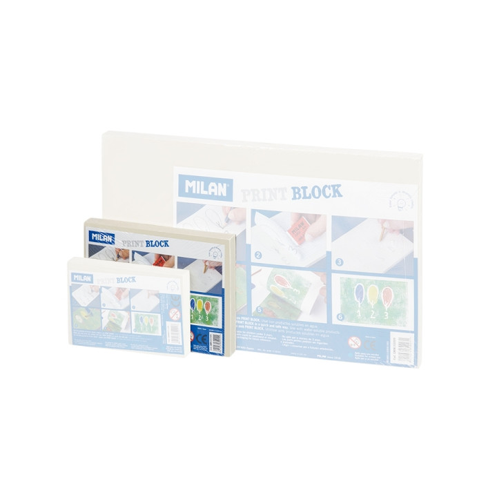 Milan Print Block Plancha de Grabado - Formato M - 10x15x0.9cm - Color Blanco